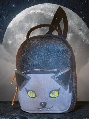 Betsy Johnson Kitsch Vampire Cat Small Backpack. Limited Ed. Sold Out NWOT